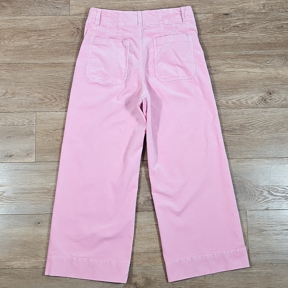 Maeve Anthropologie The Colette Light Pink Corduroy High Rise Wide Leg Crop Pant - Picture 6 of 16